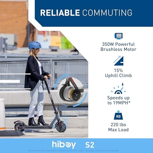 Electric Scooter for Adults, 350W Motor, 17 Miles Range, Portable Folding Commuter Scooter — Electric Scooter, Hiboy