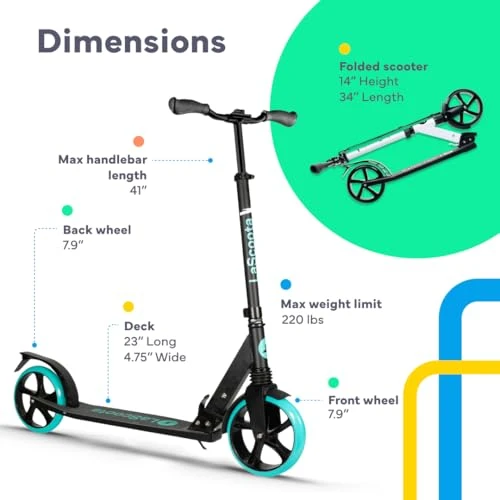 Adjustable Kick Scooter with Large Wheels for Kids, Teens & Adults — Electric Scooter, Lascoota