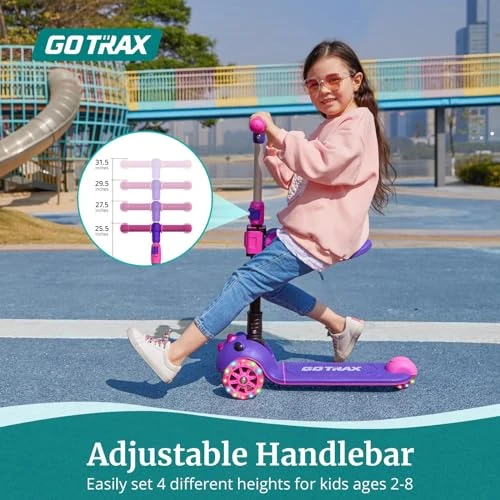 Folding Kick Scooter for Kids with Light-Up Wheels and Adjustable Handlebar, Gotrax