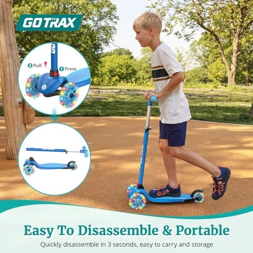 Kids Kick Scooter with LED Wheels and Adjustable Handlebars, Gotrax