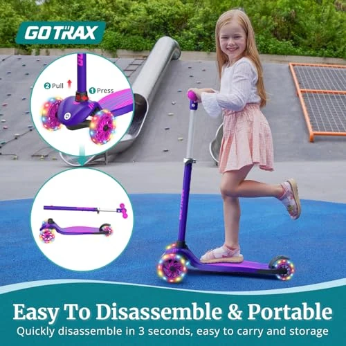 Kids Kick Scooter with LED Wheels and Adjustable Handlebars, Gotrax
