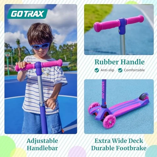 Kids Kick Scooter with LED Wheels and Adjustable Handlebars, Gotrax