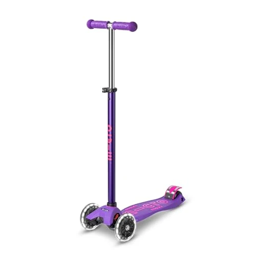 Maxi Deluxe LED Three-Wheeled Scooter with Light-Up Wheels for Kids, Micro