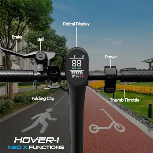 Foldable Electric Scooter with LED Display and Suspension — Electric Scooter, Hover-1