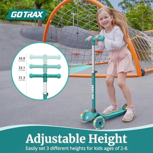 Kids Kick Scooter with LED Lighted Wheels and Adjustable Handlebars, Gotrax