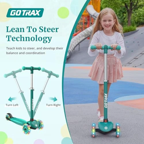 Kids Kick Scooter with LED Lighted Wheels and Adjustable Handlebars, Gotrax