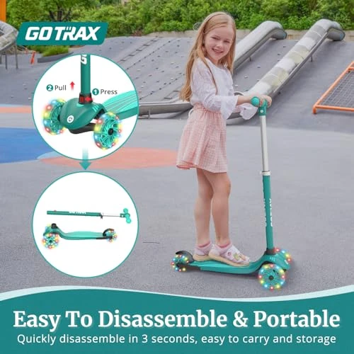 Kids Kick Scooter with LED Lighted Wheels and Adjustable Handlebars, Gotrax