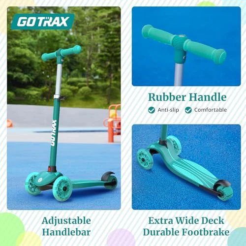 Kids Kick Scooter with LED Lighted Wheels and Adjustable Handlebars, Gotrax