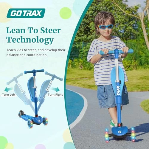 Kids Kick Scooter with LED Wheels and Adjustable Handlebar, Gotrax