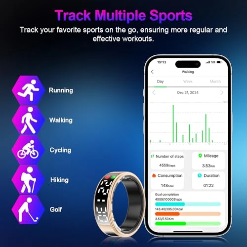 Smart Ring Health Tracker with Display Screen and Touch Button — Smart Ring, Evelame