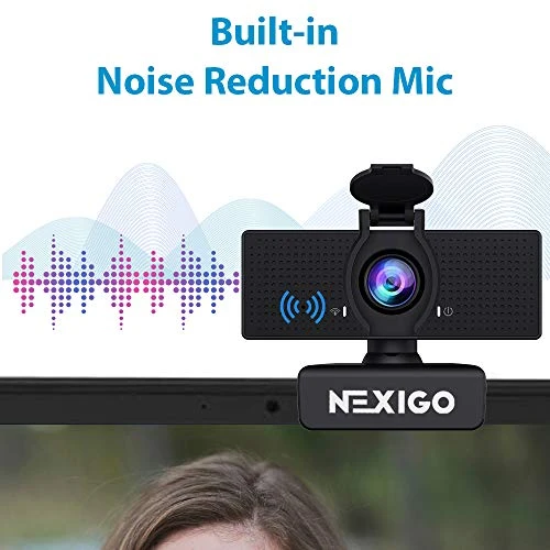 1080P Webcam with Microphone, Adjustable FOV, Zoom & Privacy Cover, NexiGo