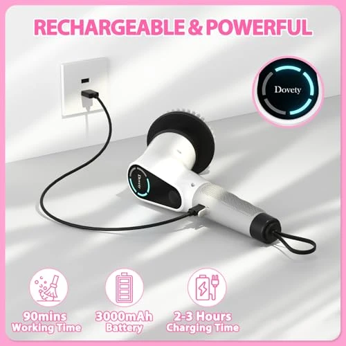 Cordless Electric Spin Scrubber with 8 Replaceable Brush Heads, Dovety