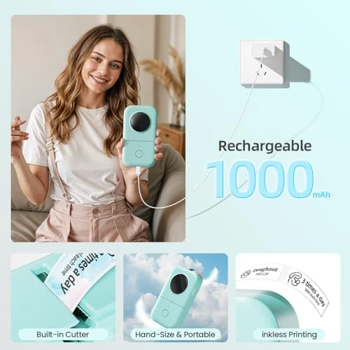 Portable Bluetooth Mini Label Printer, Smart Phone Handheld Thermal Sticker Small Labeler, Phomemo