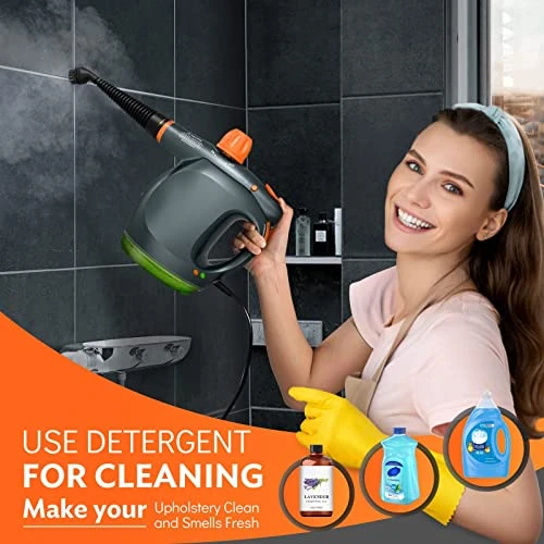 Powerful Handheld Steam Cleaner with Detergent Container and Safety Lock, NixtClean