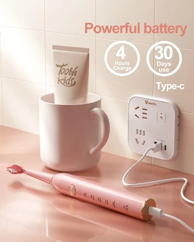 Sonic Electric Toothbrush for Adults, Smart Cleaning and Whitening, 5 Modes Selection 38000VPM Rechargeable — Electric Toothbrush, AJELU