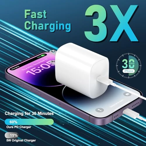 10FT Long Fast Charging Lightning Cable with 20W USB C Charger Block, SHENZHEN XUAN YANG TECHNOLOGY CO LTD