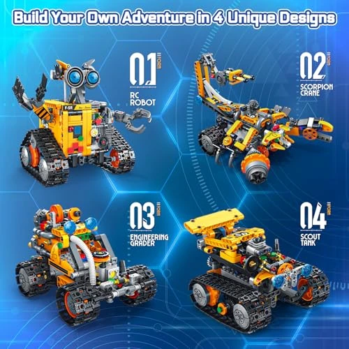 4-in-1 Remote & APP Controlled RC Wall Robotics Kit STEM Toys — Coding Robot, Demkia
