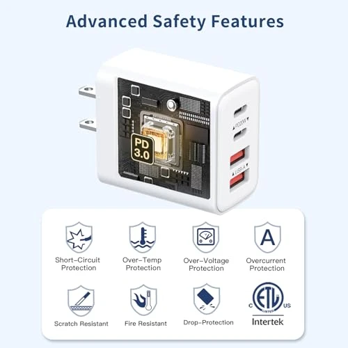 40W 4-Port USB C Fast Charger Block, MateStar