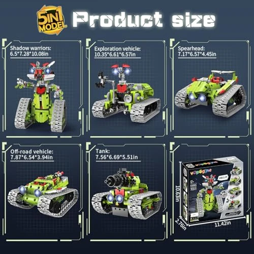 5 in 1 STEM Robot Building Kit with APP & Remote Control — Coding Robot, VOPOGLNE