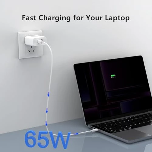 65W USB C Fast Charger with Cable for MacBook, iPhone, Galaxy, Qackenm