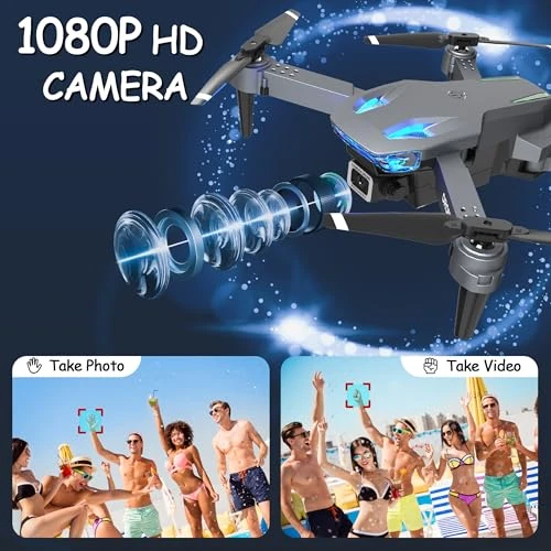 Mini Drone with Camera 1080P HD, Foldable RC Quadcopter for Adults and Kids — Drone, Wipkviey