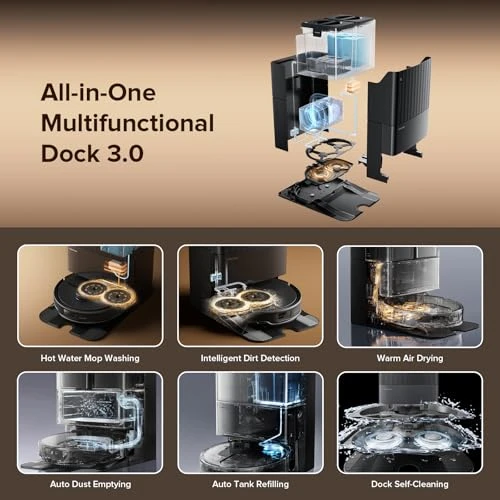 Robot Vacuum and Mop Combo with Self-Emptying & Refilling, 10,000Pa Suction — Robot Vacuum, Roborock