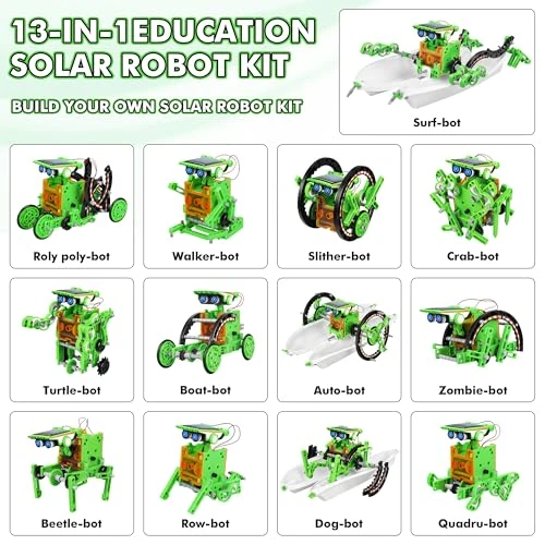 13-in-1 Education Solar Power Robots Toy, Bottleboom