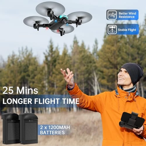 Drone with 1080P Camera for Beginners, Foldable, Altitude Hold, Gestures Selfie, Waypoint Fly, Headless Mode, 3D Flip,... — Drone, REDRIE