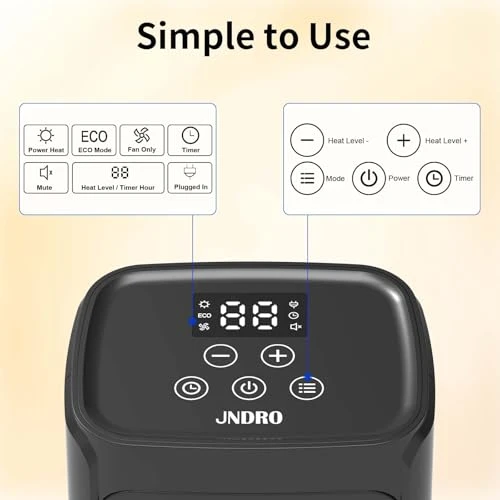 Portable Ceramic Space Heater with Adjustable Thermostat, JNDRO