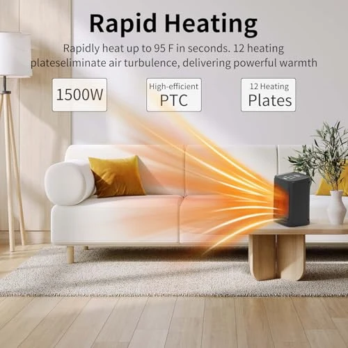 Portable Ceramic Space Heater with Adjustable Thermostat, JNDRO