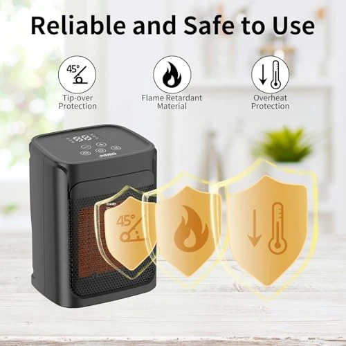 Portable Ceramic Space Heater with Adjustable Thermostat, JNDRO