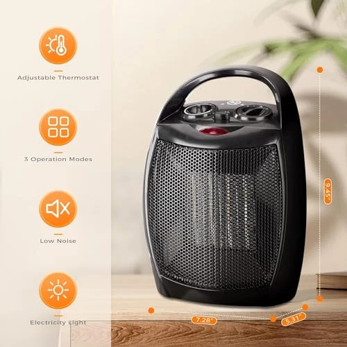 Portable Ceramic Space Heater with Thermostat, 750W/1500W, Antarctic Star
