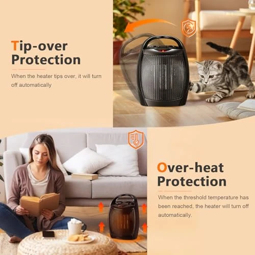 Portable Ceramic Space Heater with Thermostat, 750W/1500W, Antarctic Star