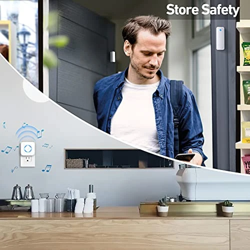 Wireless Door Open Contact Sensor Alarm Chime with 600 FT Range, Satisure