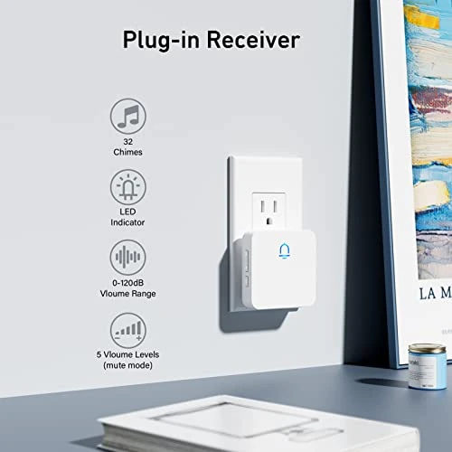 Wireless Doorbell with Adjustable Volume and Waterproof Design, SECRUI