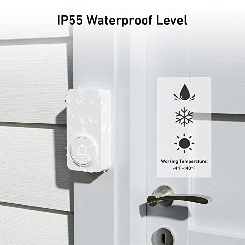 Wireless Doorbell with Adjustable Volume and Waterproof Design, SECRUI