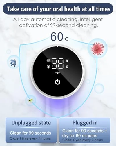 LED Smart Screen UV Toothbrush Cleaner Holder, Temracha