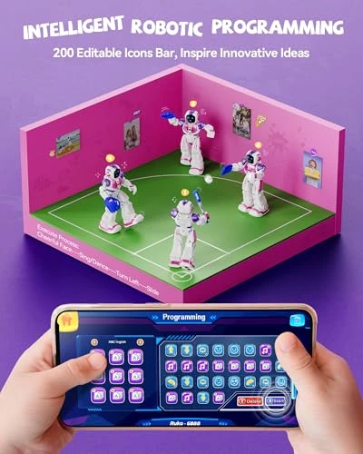 Dancing Robot with APP Control, Remote Control, Gesture Sensing, Interactive LED Faces, QA Games — Coding Robot, Ruko