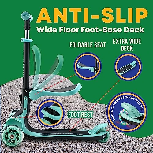 Foldable Seat Kids Scooter with LED Wheel Lights, Lifemaster