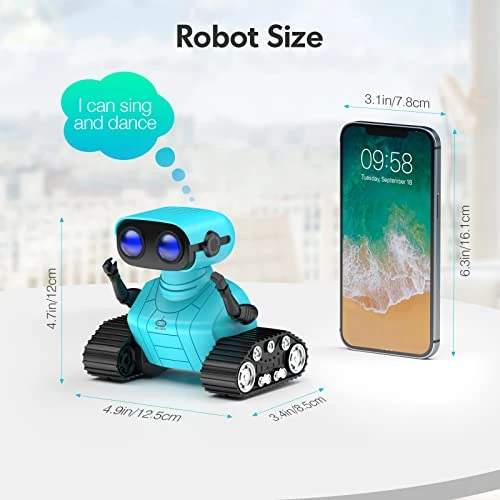 Rechargeable RC Robot Toy with Music and LED Eyes, ALLCELE