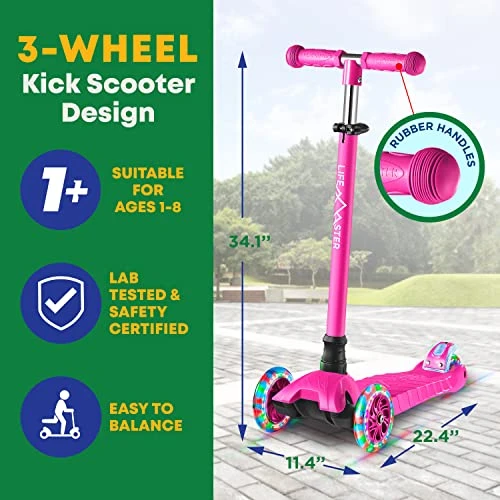 3 Wheel Kick Scooter with LED Lights, Lifemaster