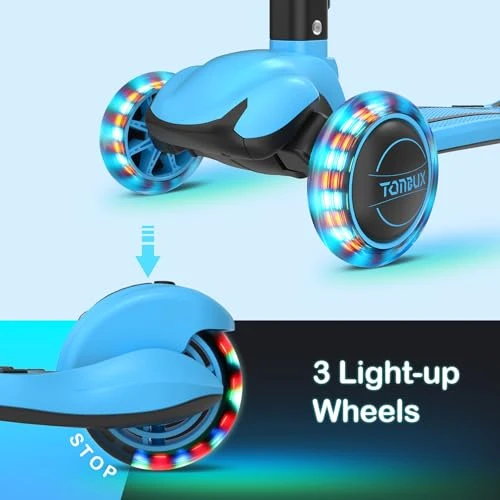 Kids Scooter with Light Up Wheels and Adjustable Height, TONBUX