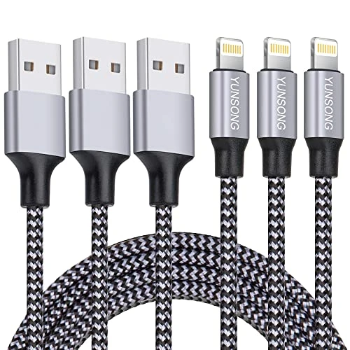 3Pack 6FT Nylon Braided Lightning Cable, YUNSONG