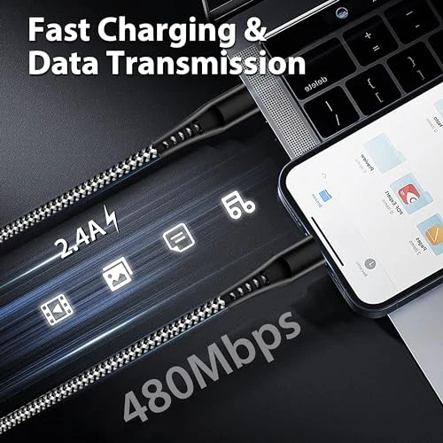 USB Lightning Cable 3 Pack 6FT, Longlidie