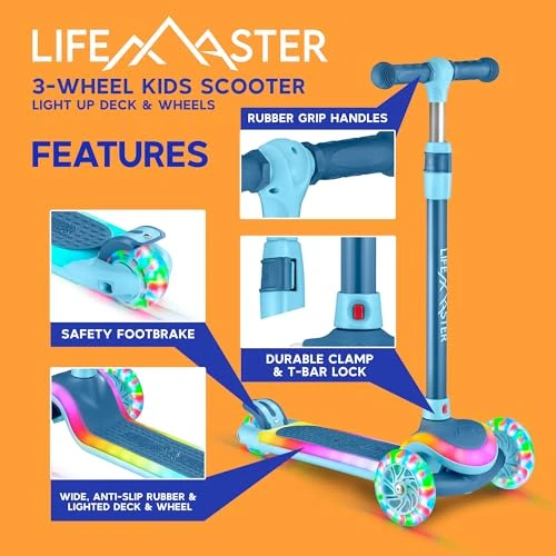 3-Wheel Kids Scooter with Multi-Color Lights, Lifemaster
