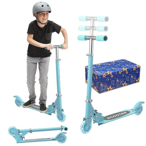 Foldable Kick Scooter with Light Up Wheels, Feblomst