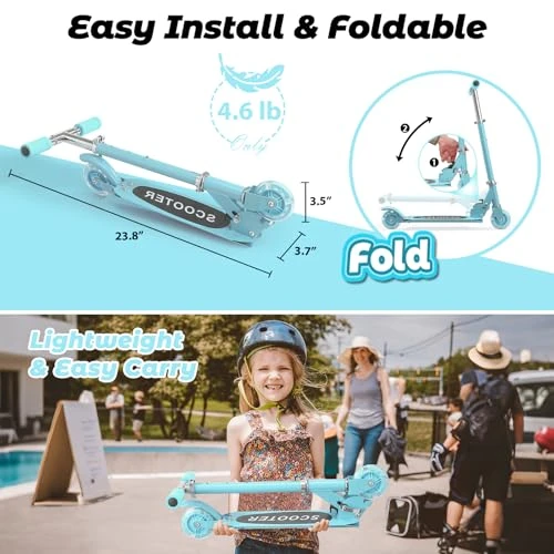 Foldable Kick Scooter with Light Up Wheels, Feblomst