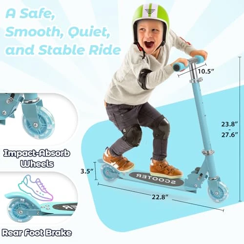 Foldable Kick Scooter with Light Up Wheels, Feblomst