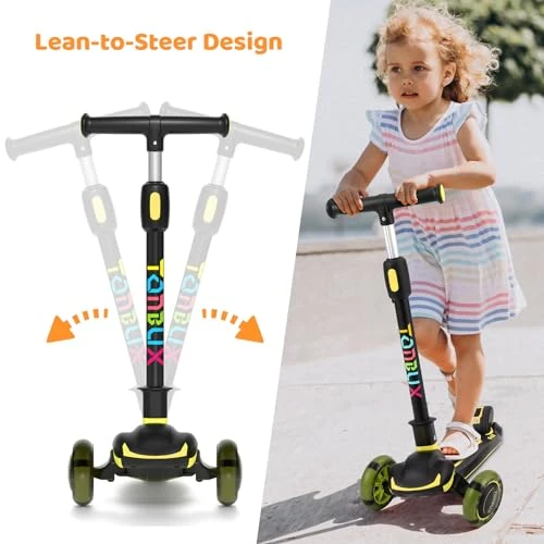 Kids Scooter with Light Up Wheels and Adjustable Height, TONBUX