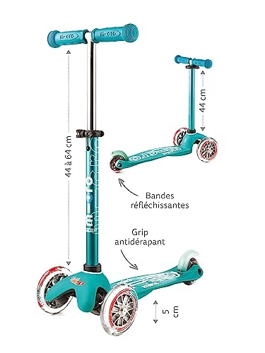 Mini Deluxe 3-Wheeled Lean-to-Steer Scooter for Kids, Micro
